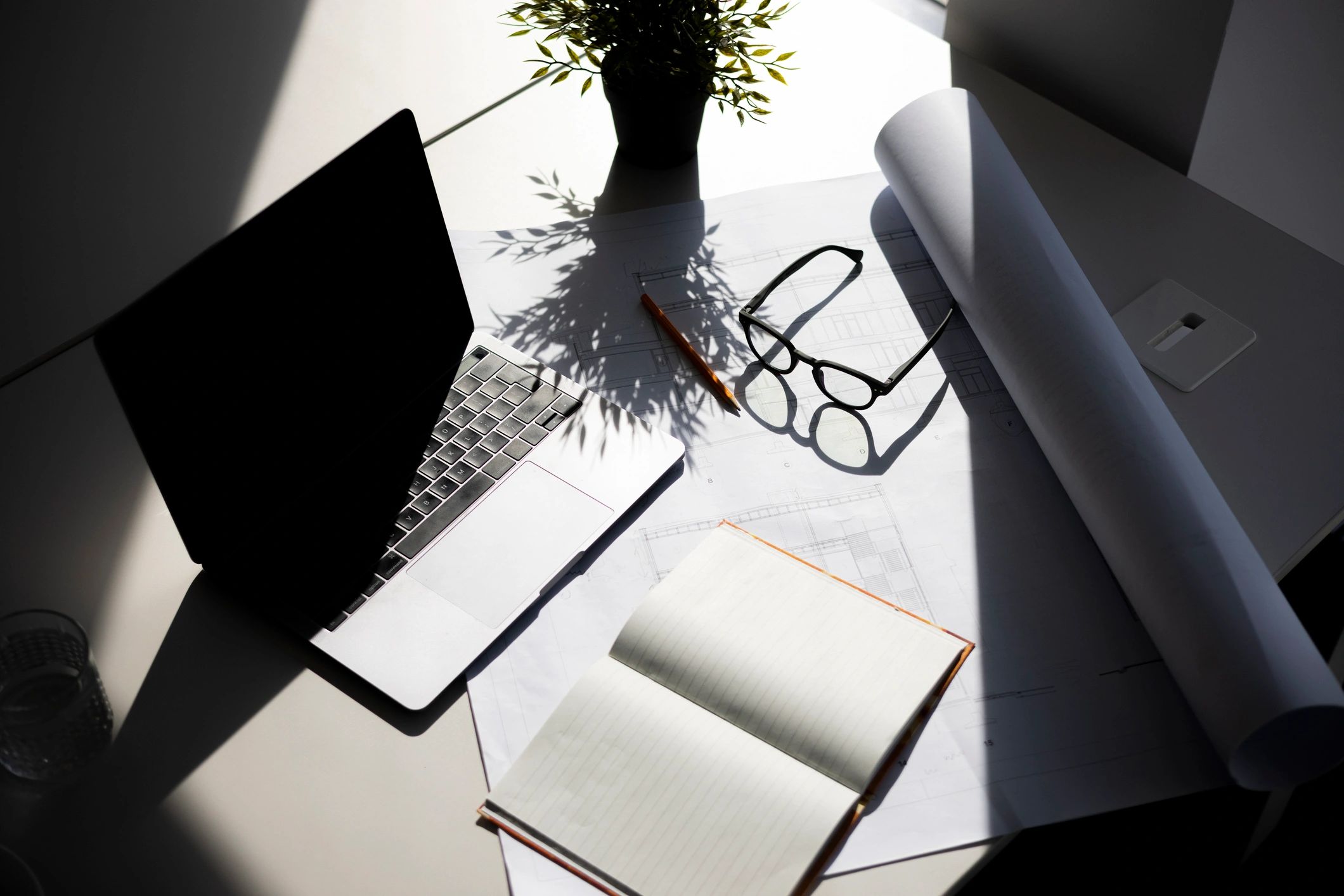 Architectural plans and project workspace