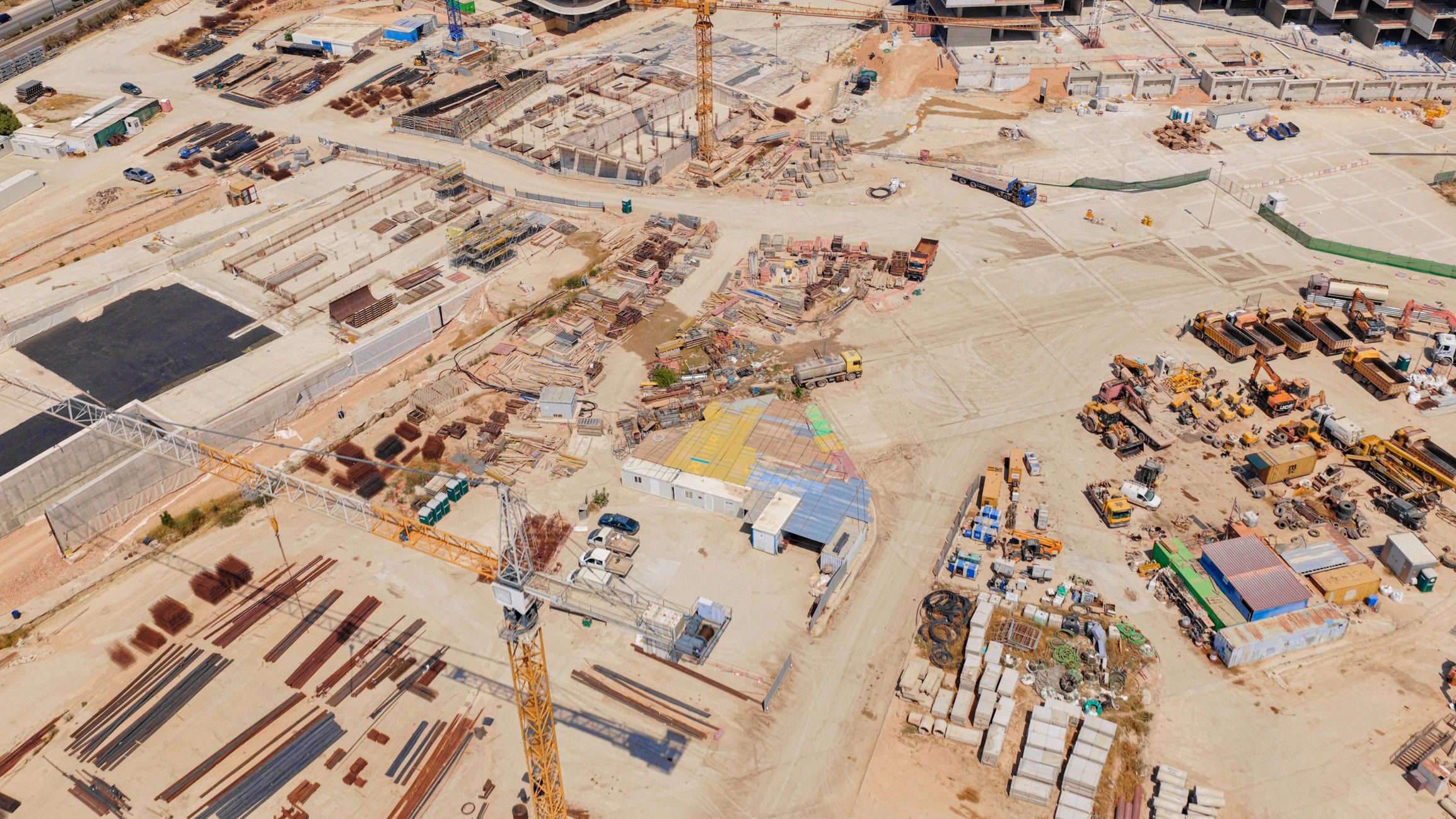 Aerial view of a large infrastructure development site